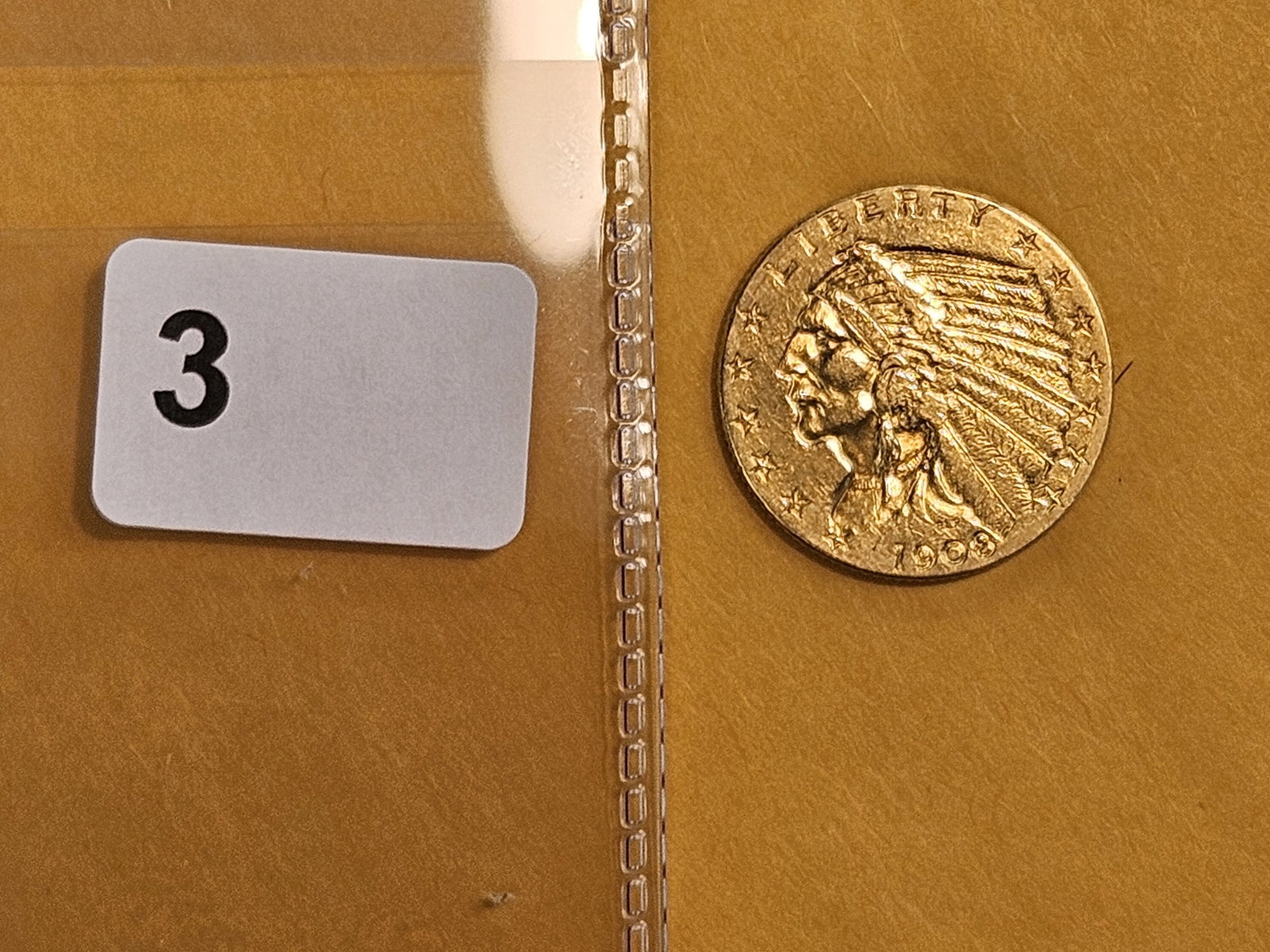 GOLD! Brilliant 1908 Indian Head Gold $2.5 Dollars - 2