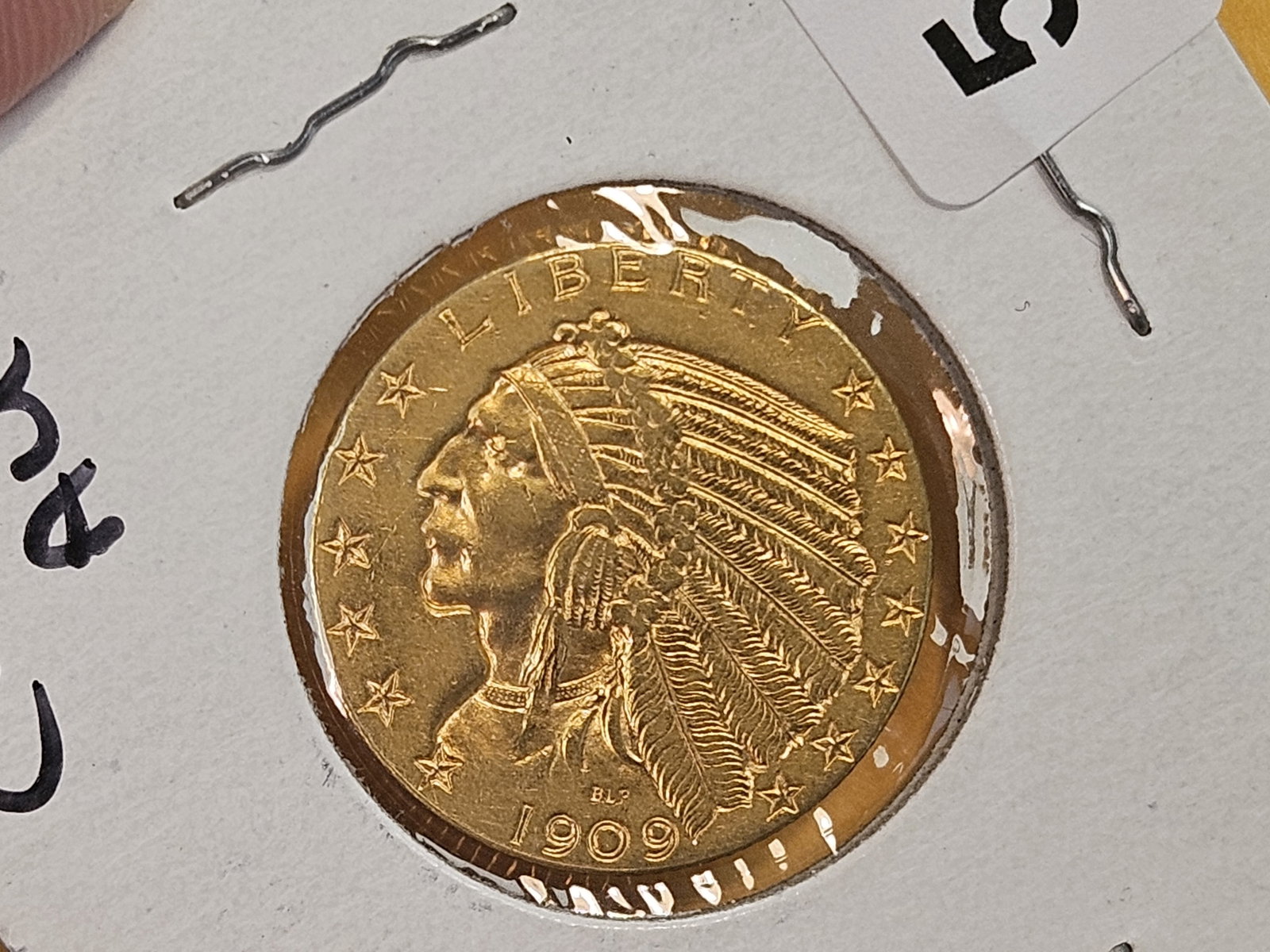GOLD! Brilliant About Uncirculated plus 1909-D Gold Indian Five Dollars - 3