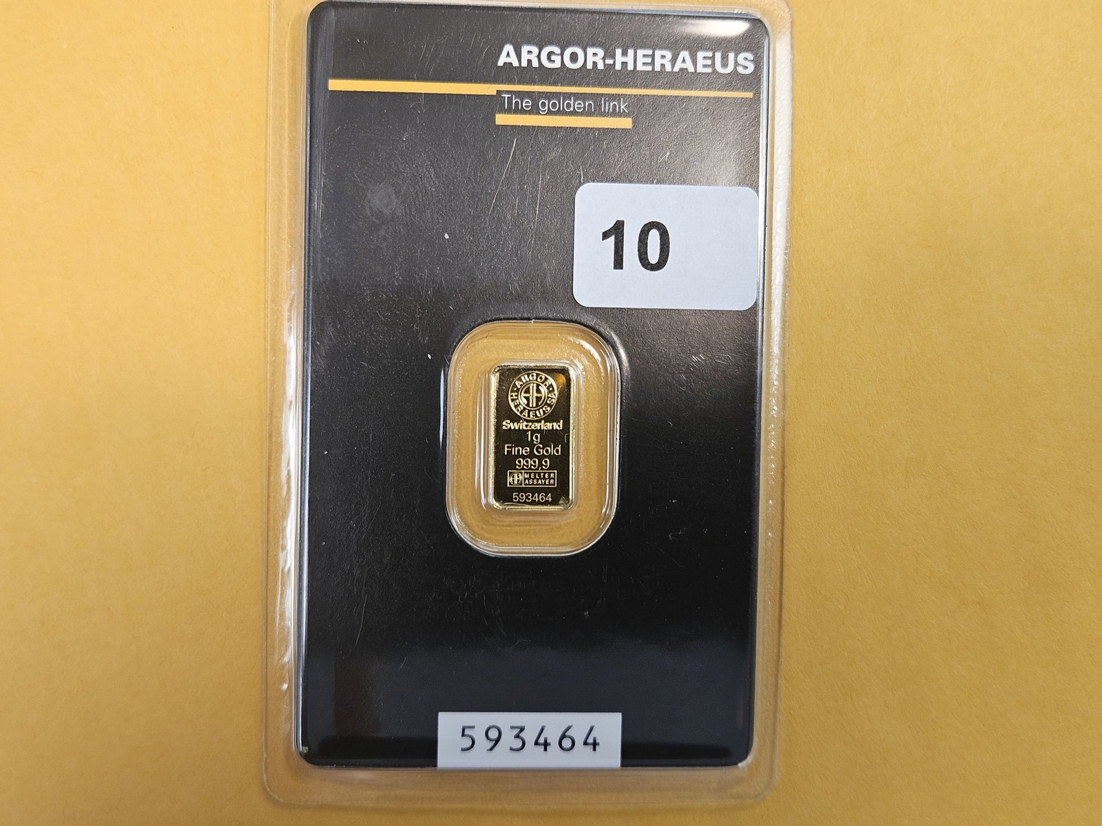 GOLD! Argor-Heraeus One Gram .9999 fine gold bar (1 of 2)