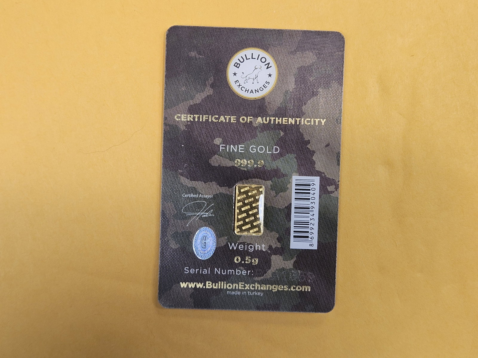 GOLD! Bullion Exchanges One-Half Gram .9999 fine gold bar - 2