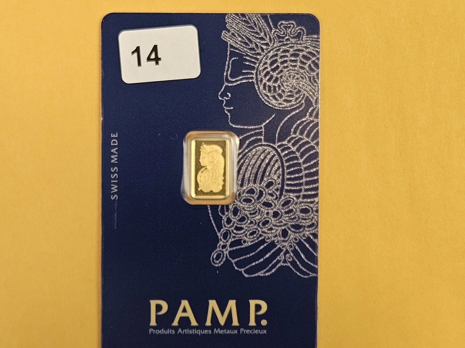 GOLD! PAMP SUISSE One gram .9999 fine gold bar: In original Veriscan assay holder