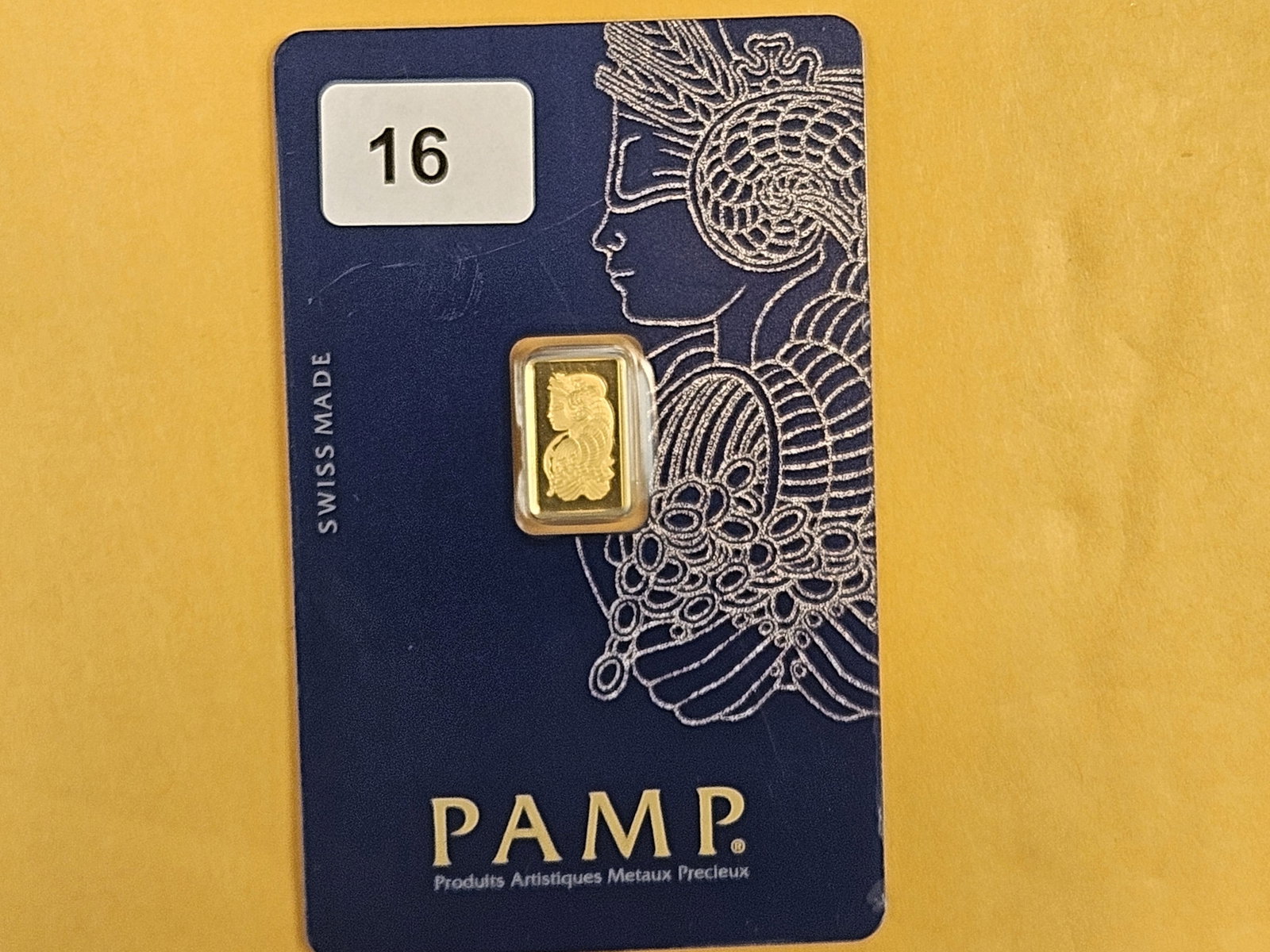 GOLD! PAMP SUISSE One gram .9999 fine gold bar: In original Veriscan assay holder
