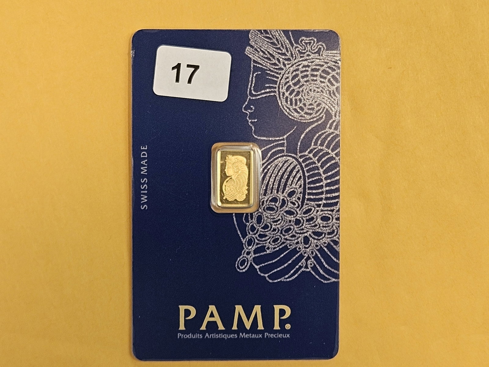 GOLD! PAMP SUISSE One gram .9999 fine gold bar: In original Veriscan assay holder