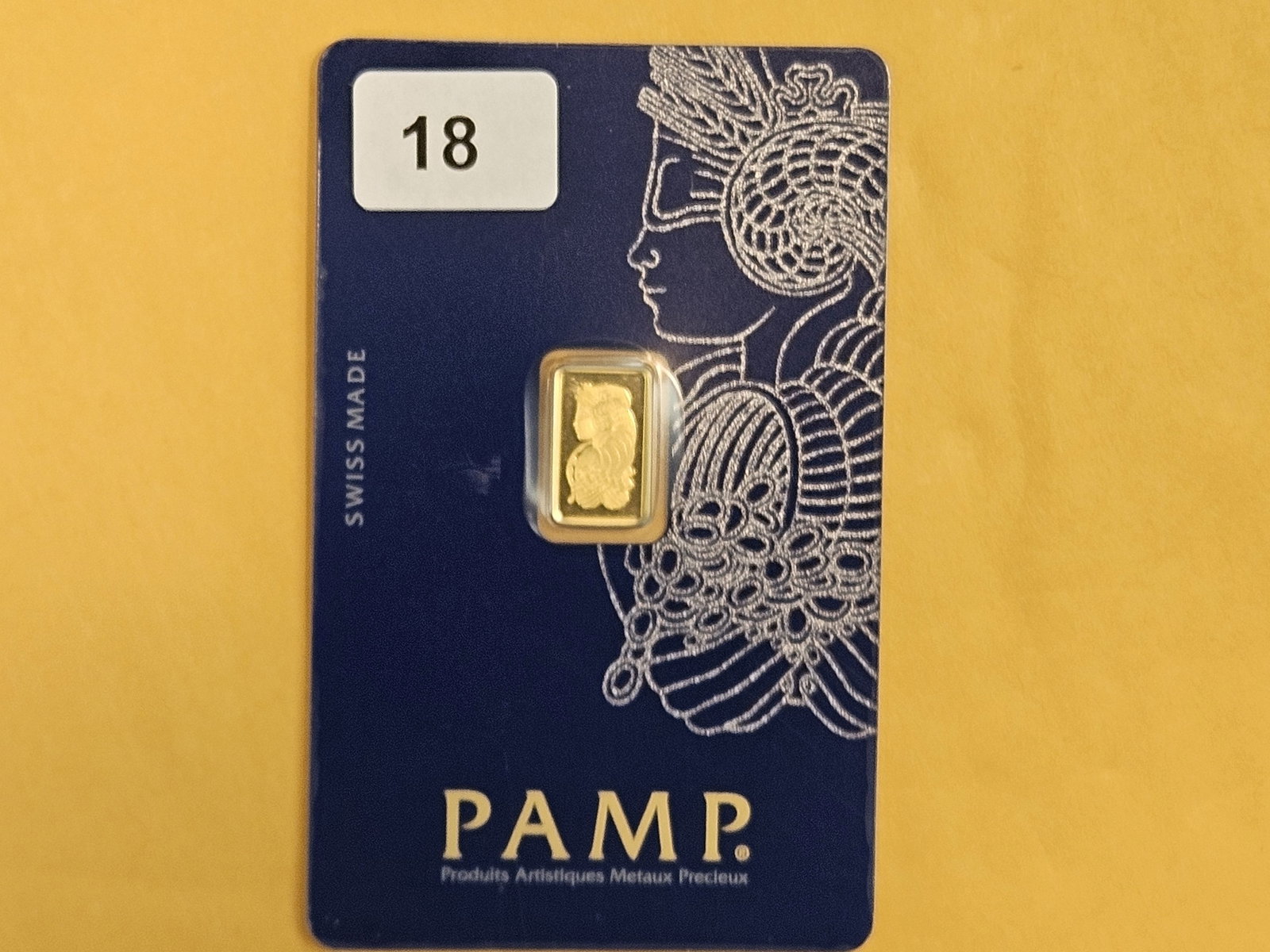 GOLD! PAMP SUISSE One gram .9999 fine gold bar: In original Veriscan assay holder