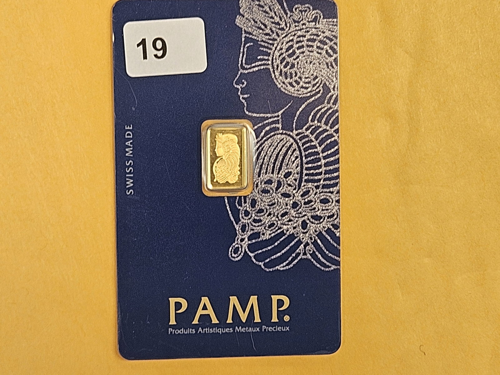 GOLD! PAMP SUISSE One gram .9999 fine gold bar: In original Veriscan assay holder