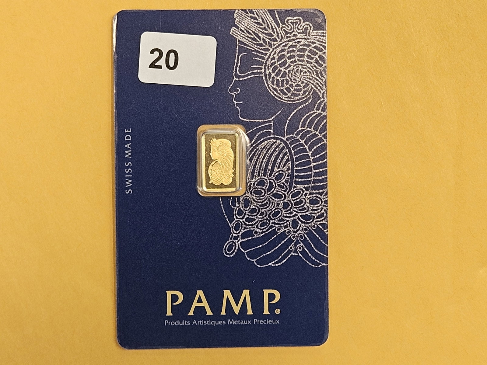 GOLD! PAMP SUISSE One gram .9999 fine gold bar: In original Veriscan assay holder