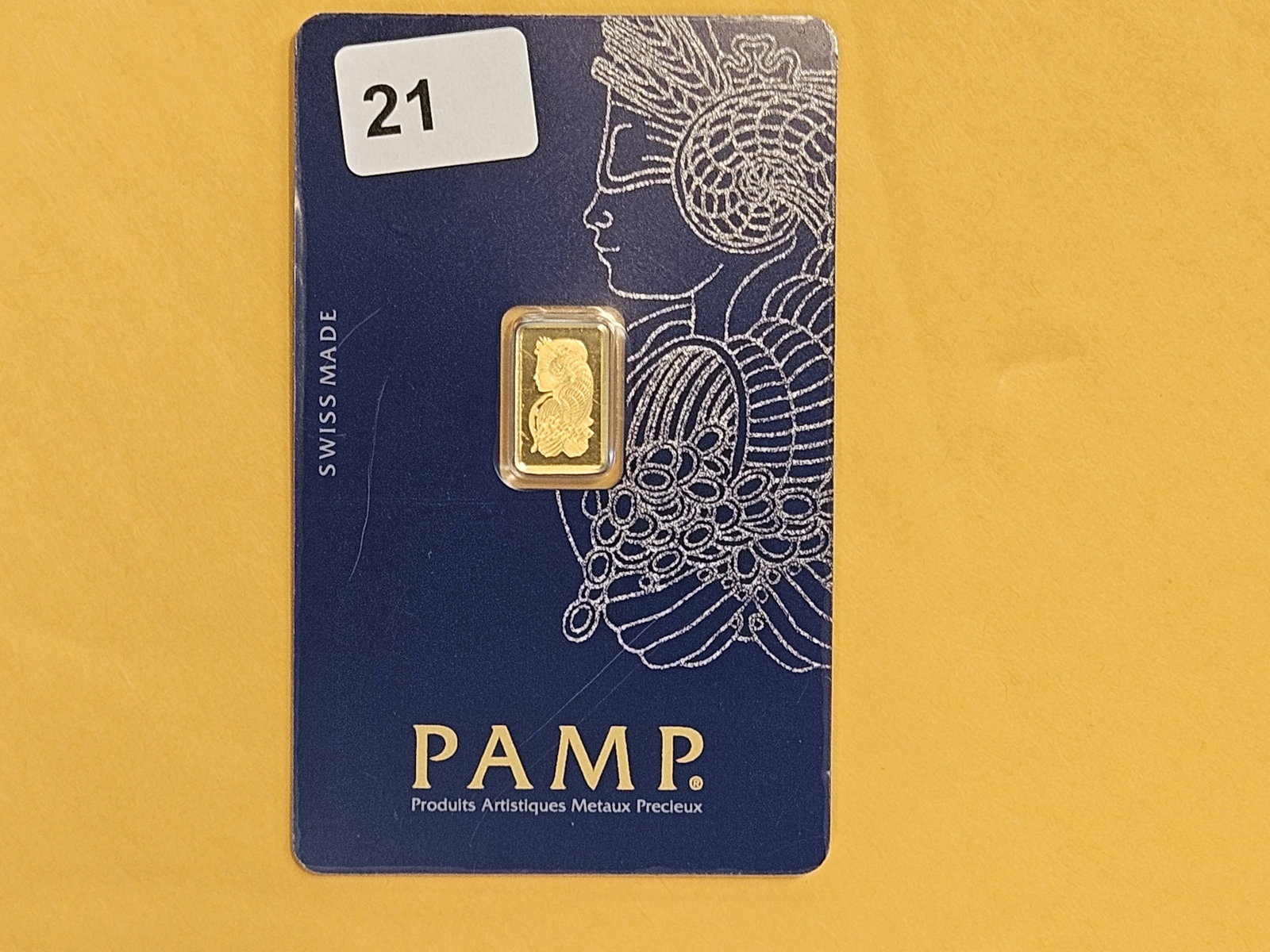 GOLD! PAMP SUISSE One gram .9999 fine gold bar: In original Veriscan assay holder