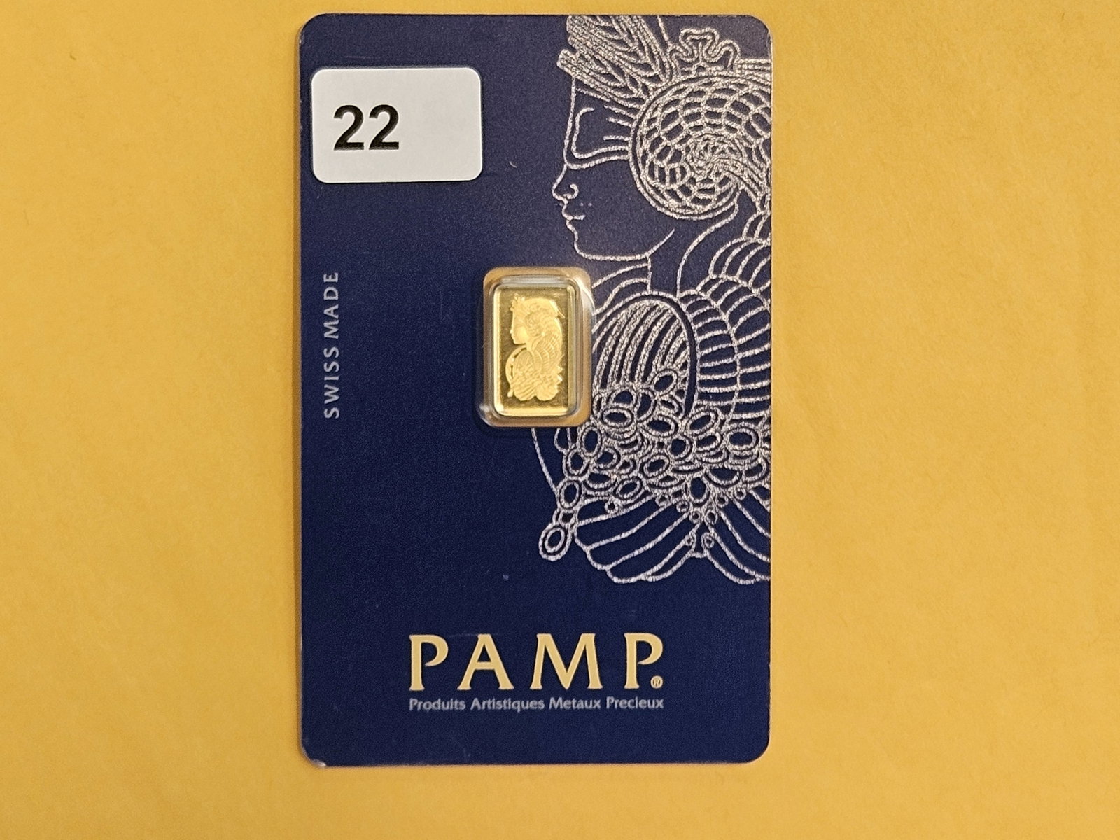 GOLD! PAMP SUISSE One gram .9999 fine gold bar: In original Veriscan assay holder