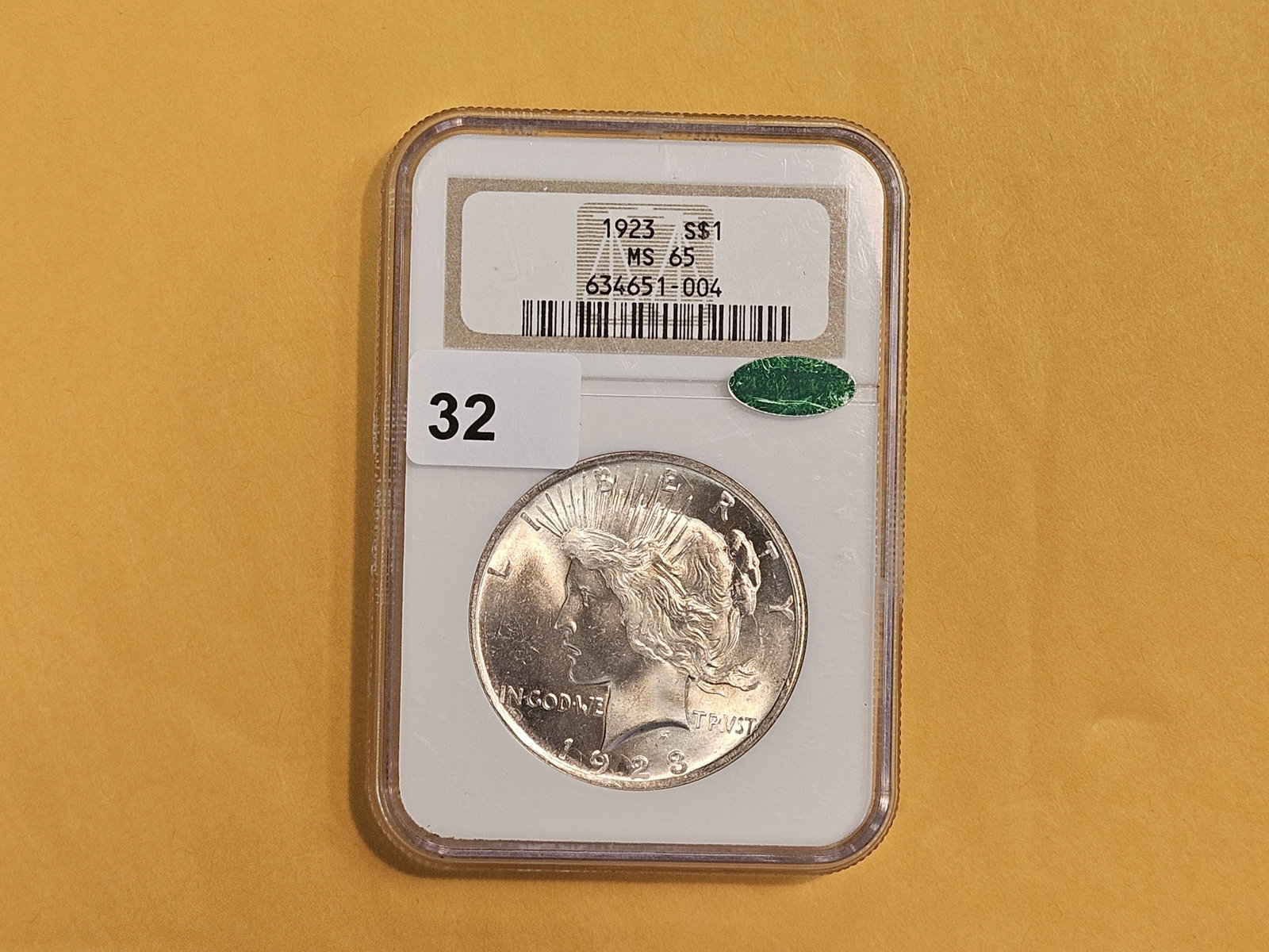 GEM! 1923 Peace Silver Dollar in Mint State 65 - 2