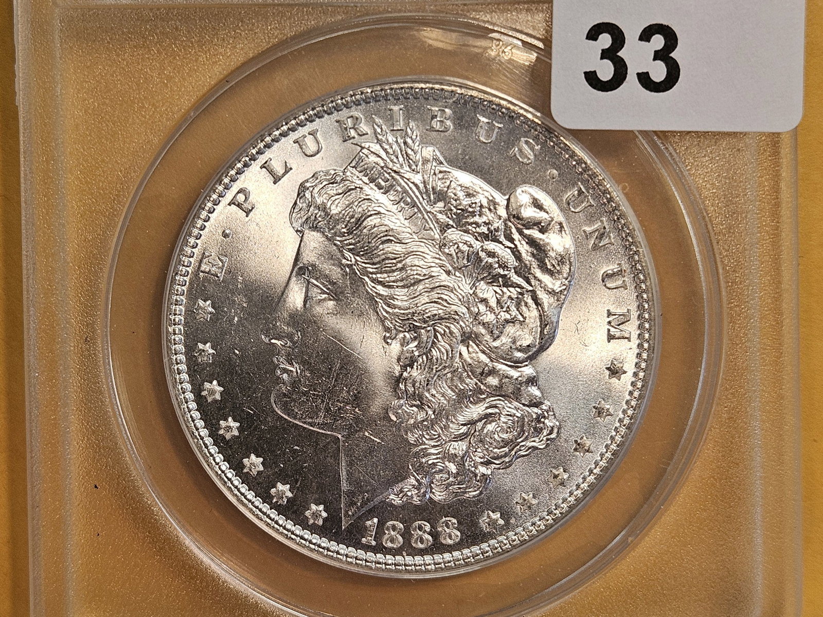 VARIETY! ANACS 1888 Morgan Dollar in Mint State 64: Doubled Die Reverse! VAM-16A. Looks gemmy!