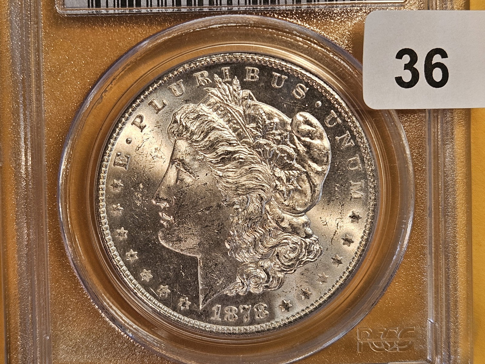 VARIETY! PCGS 1878-S Morgan Dollar in Mint State 62: VAM-6. Doubled RIB. Excellent contrast
