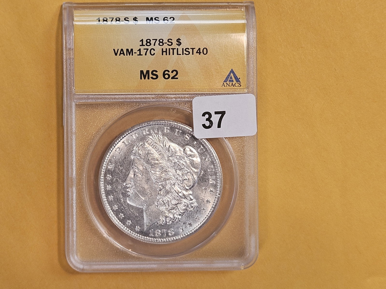 VARIETY! ANACS 1878-S Morgan Dollar in Mint State 62 - 2