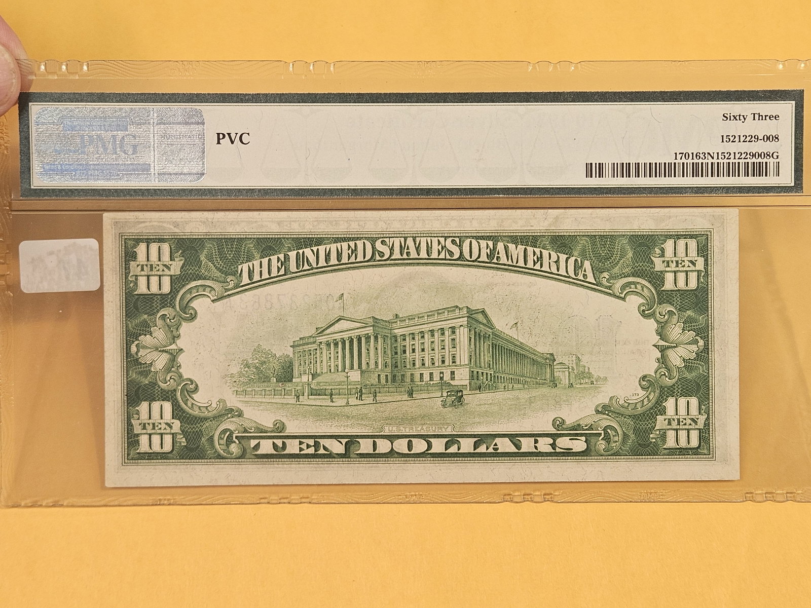 PMG 1934 Ten Dollar Silver Certificate in Choice Uncirculated 63 - 2