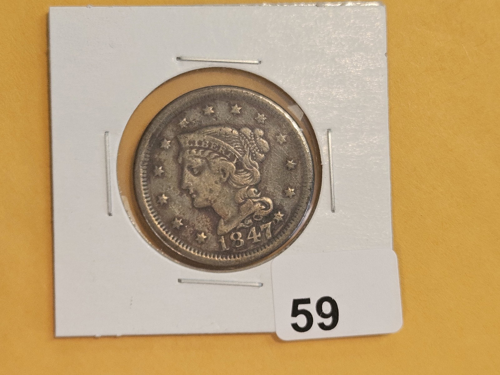 1847 Braided Hair large Cent - 2