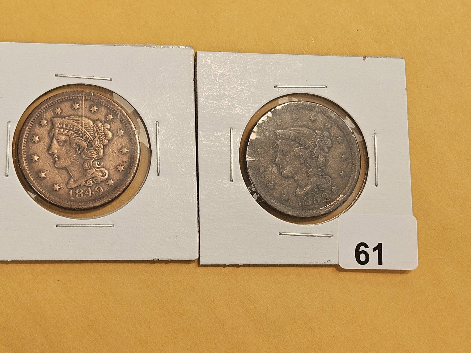 1849 and 1852 Braided Hair large Cents - 2