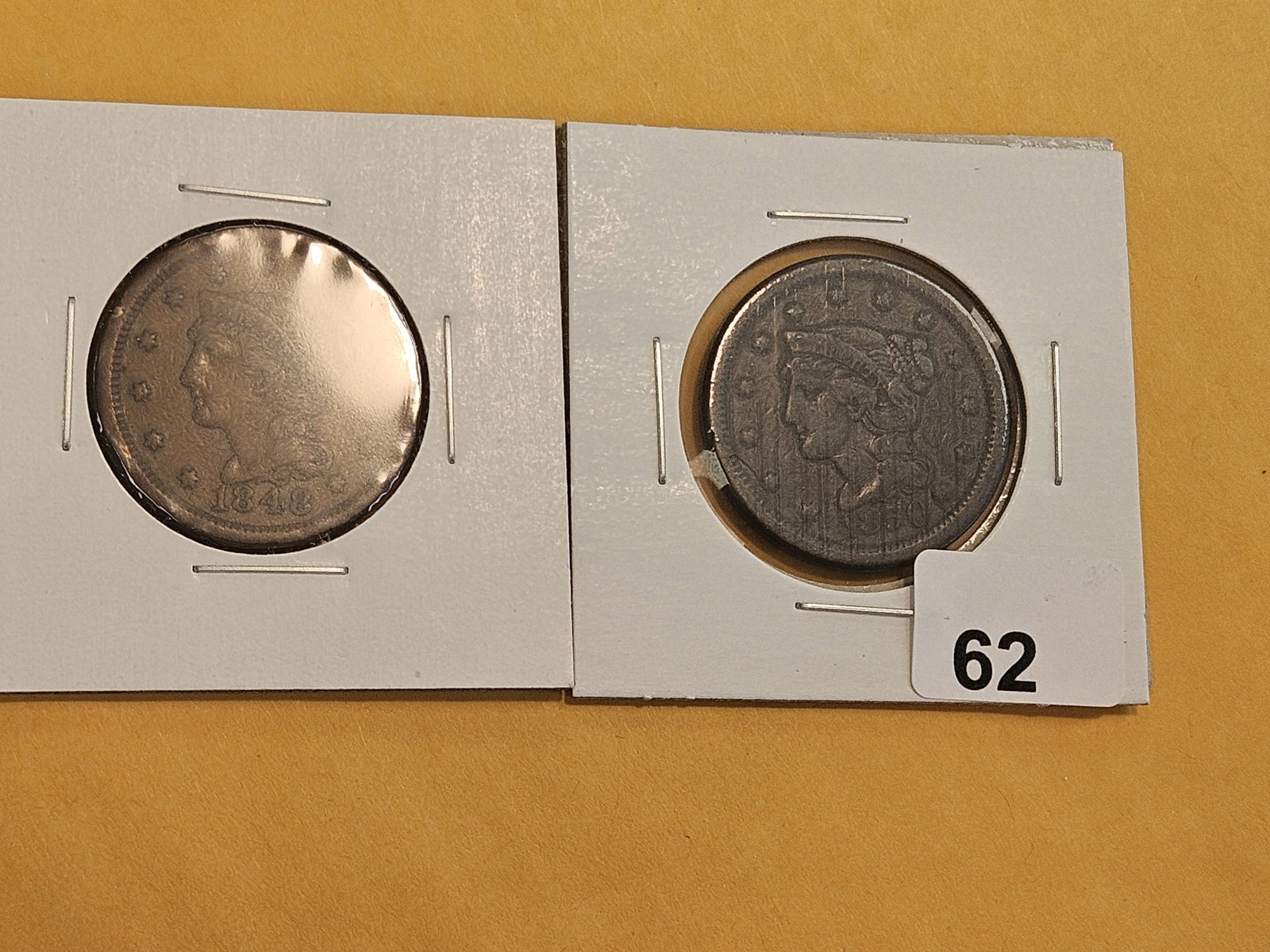 1848 and 1850 Braided Hair Large Cents - 2