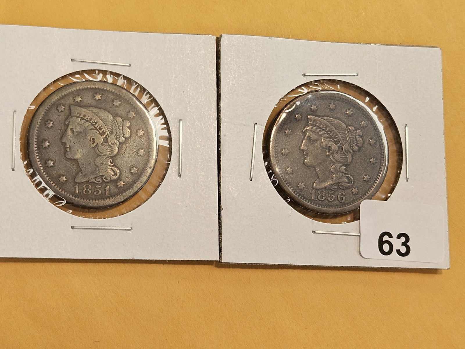 1851 and 1856 Braided Hair Large Cents - 2