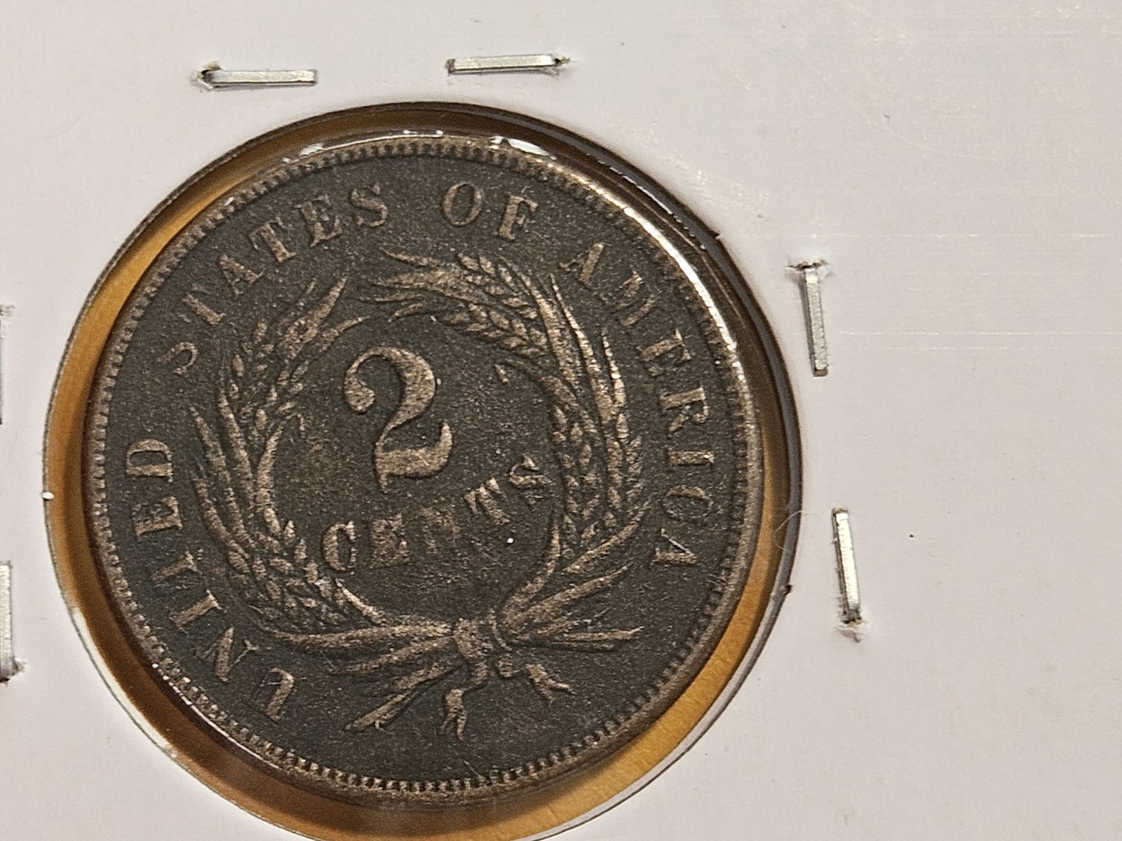 1865 Two Cent piece in About Uncirculated - details - 3