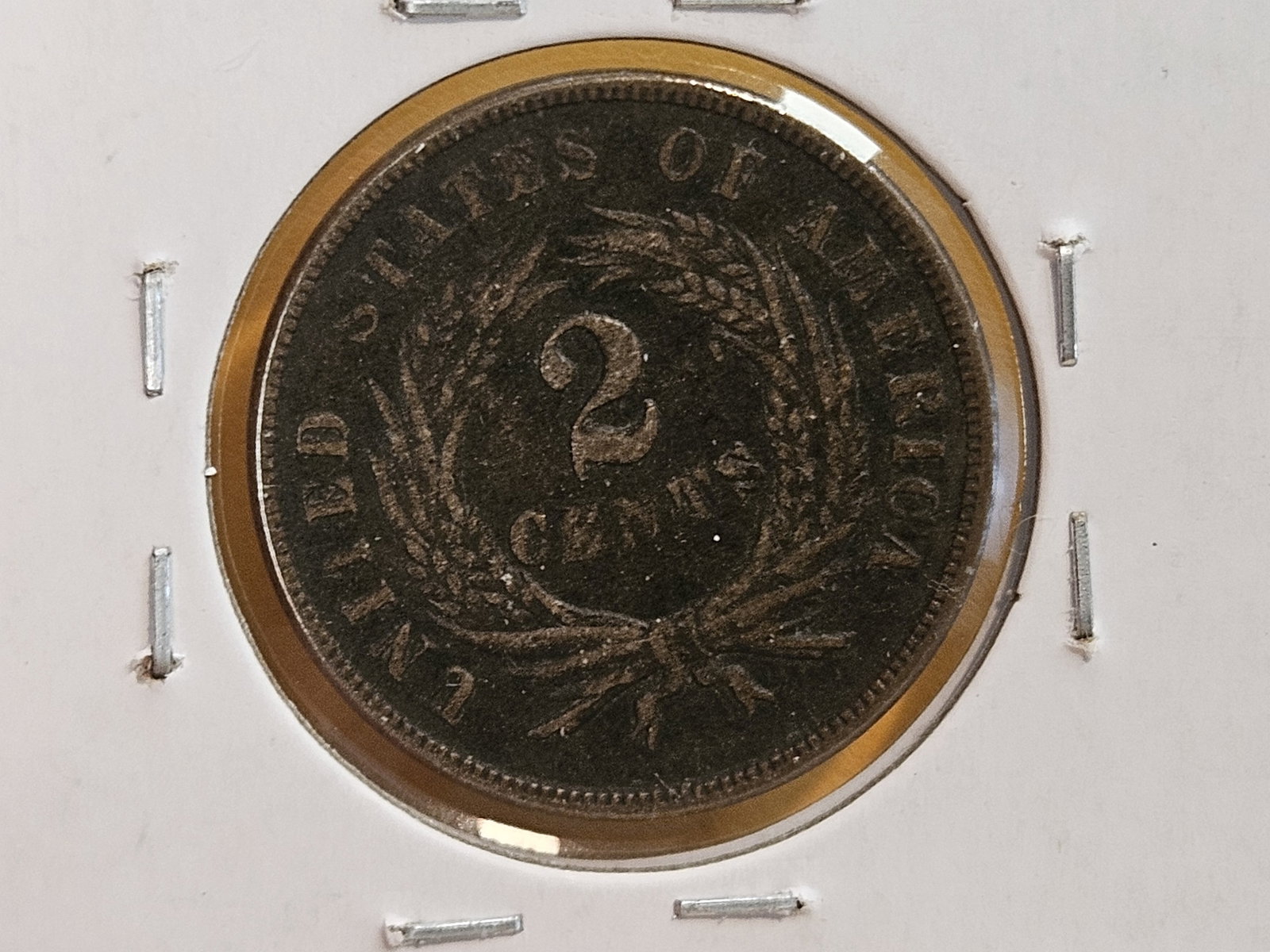 1865 Two Cent piece in About Uncirculated - details - 4