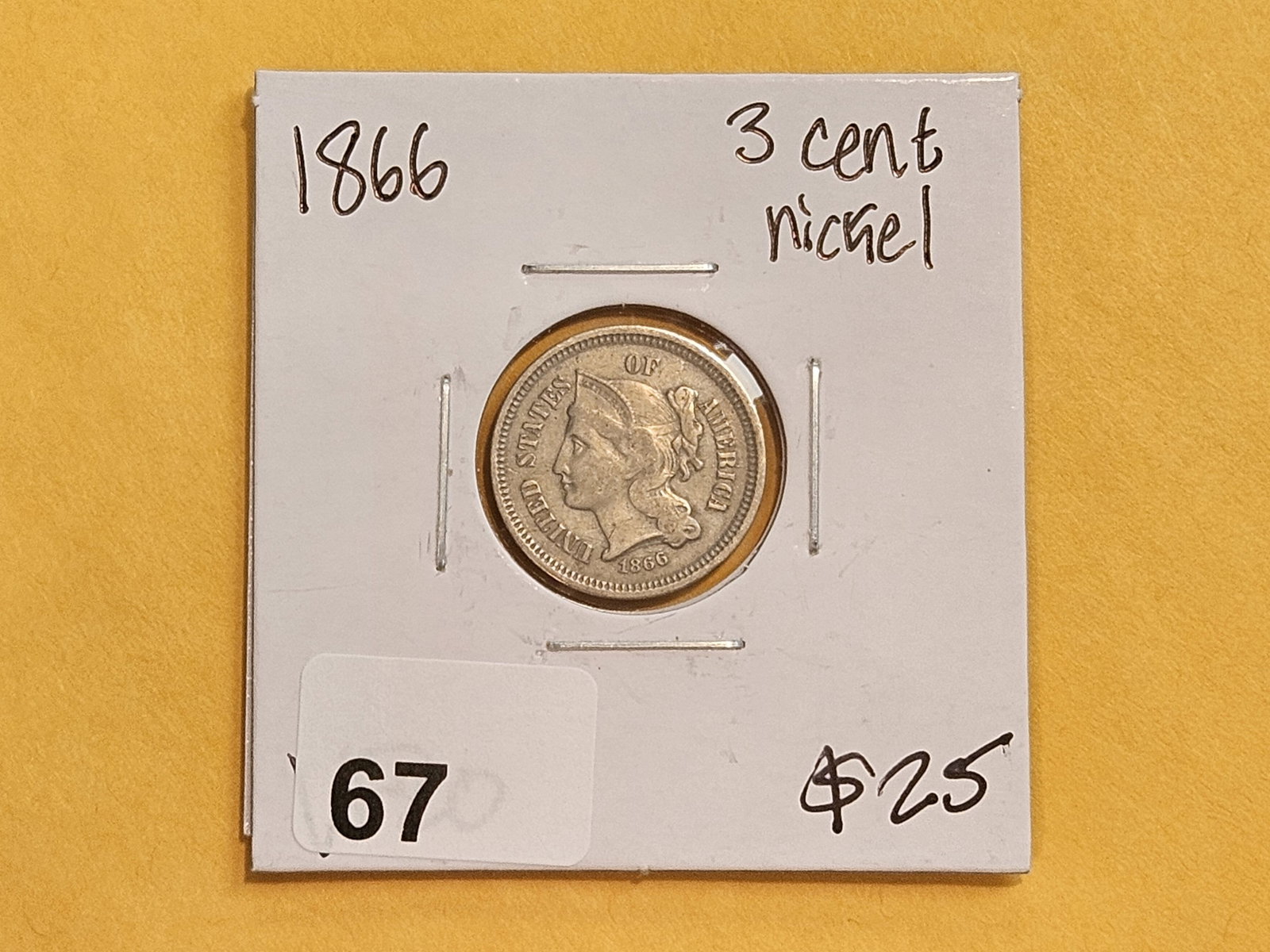1866 Three Cent Nickel in Very Fine plus - 2