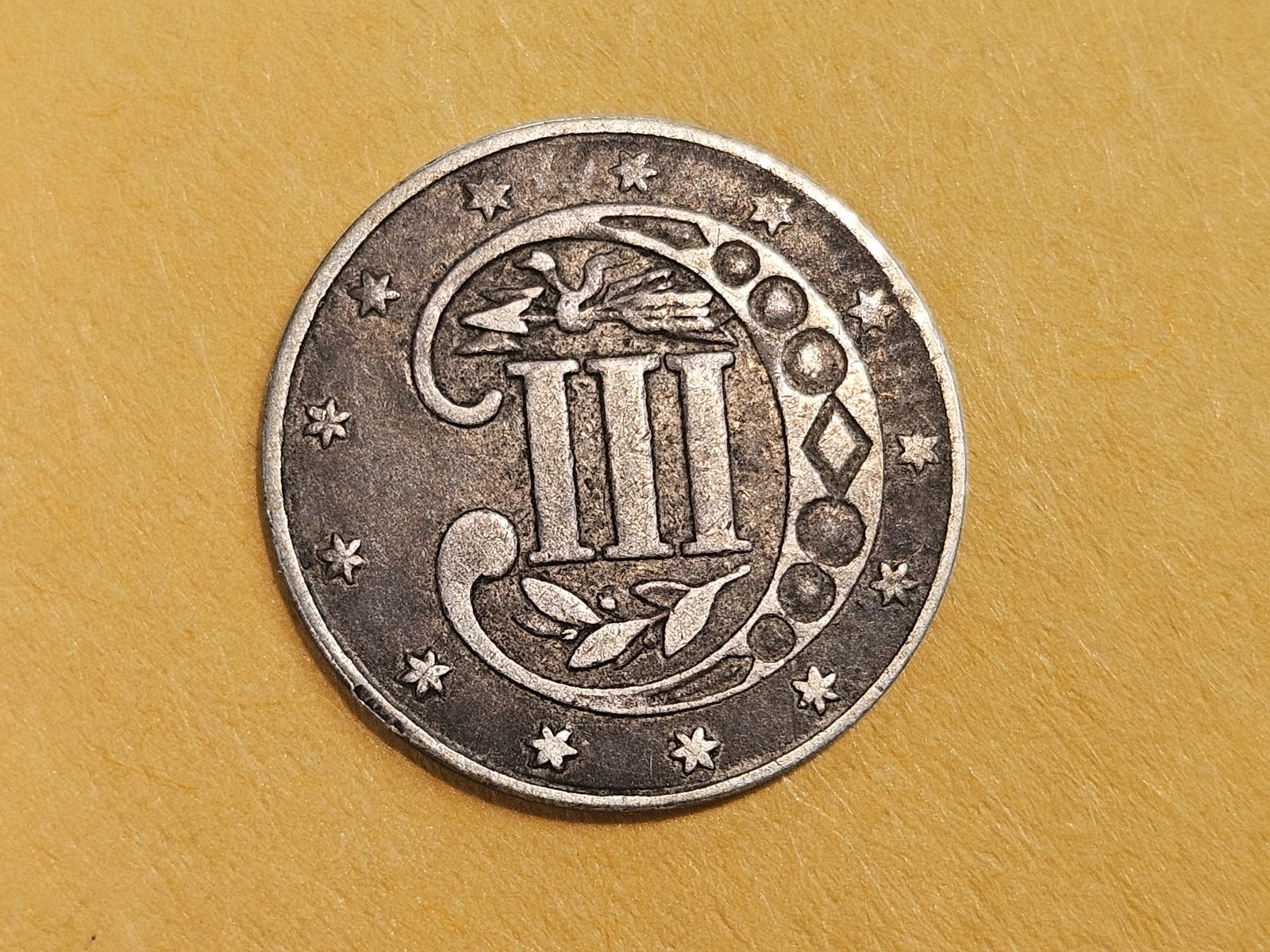 1861 Three Cent Silver Trime in Very Fine plus - 4