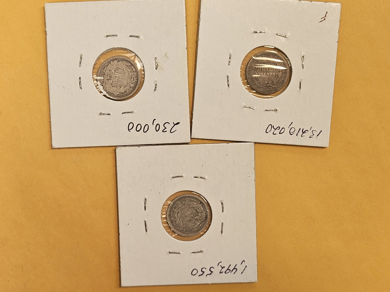 Three Seated Liberty silver Half-Dimes - 5