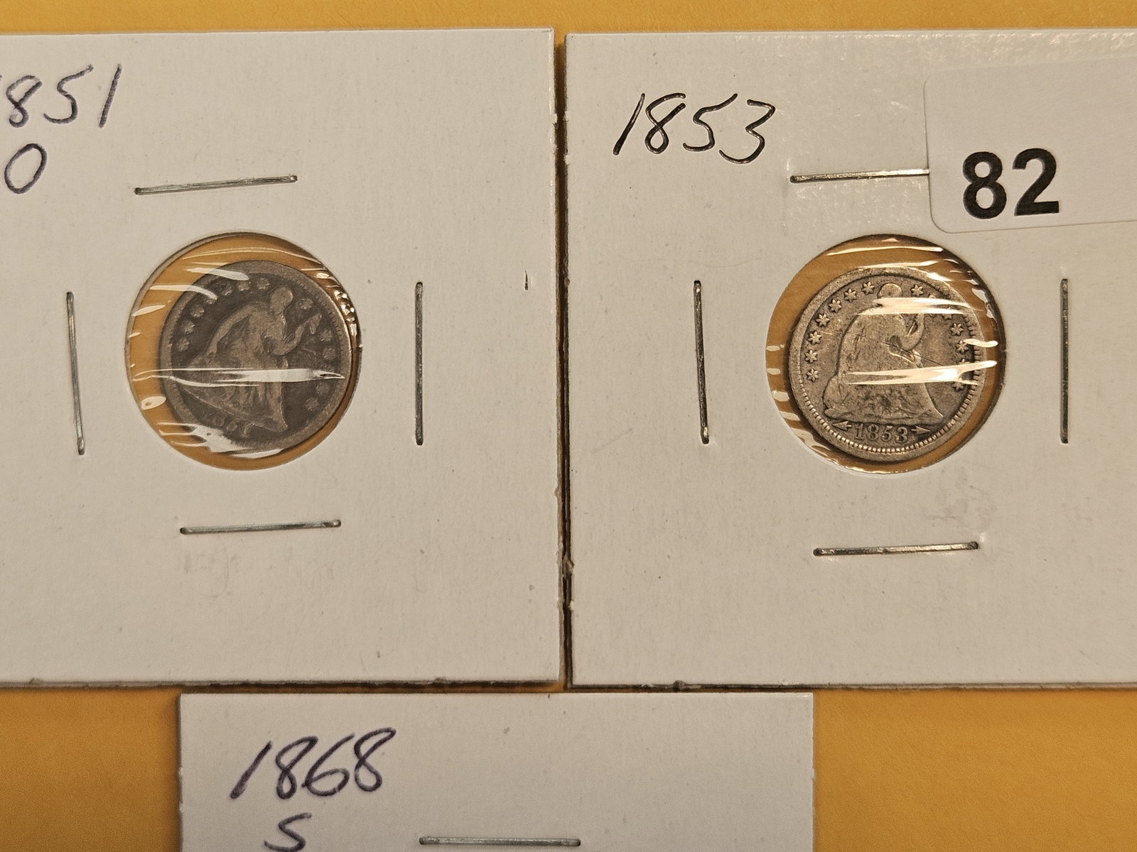 Three Seated Liberty silver Half-Dimes - 2