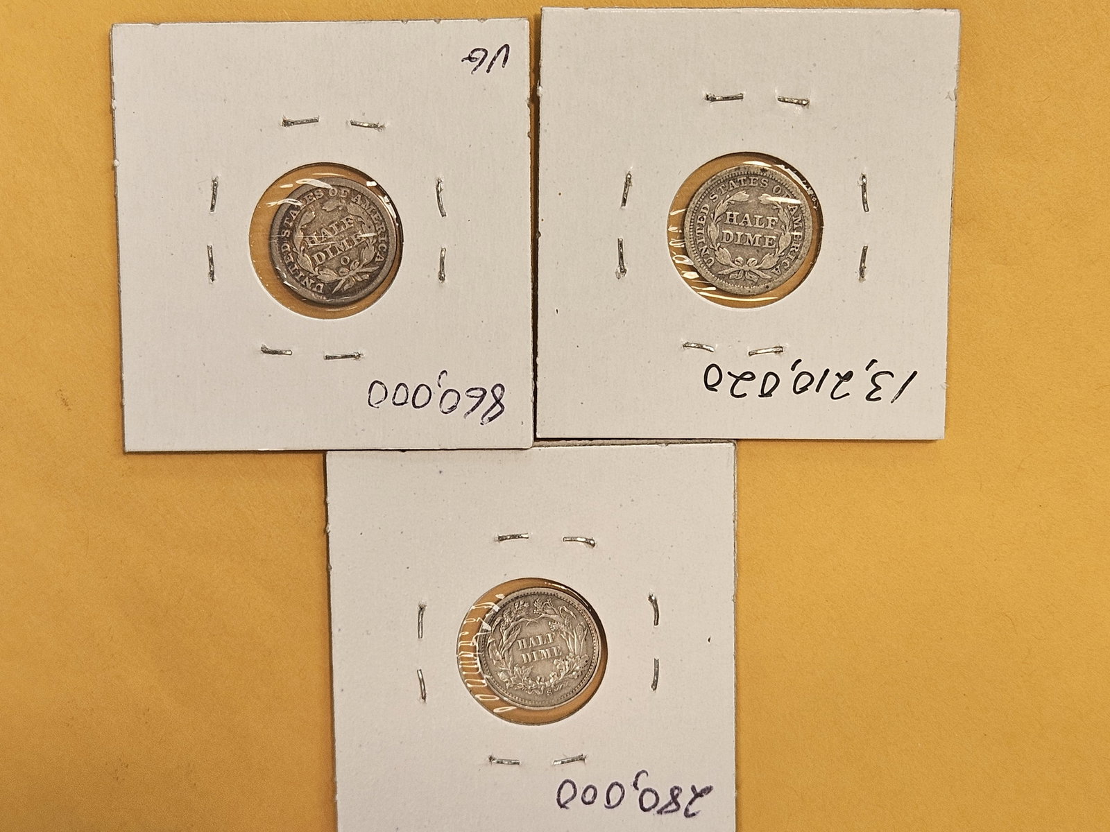 Three Seated Liberty silver Half-Dimes - 4