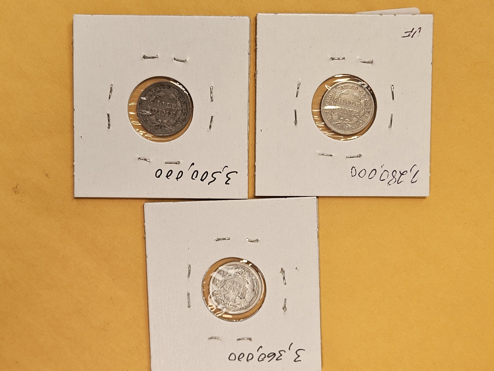 Three Seated Liberty silver Half-Dimes - 5