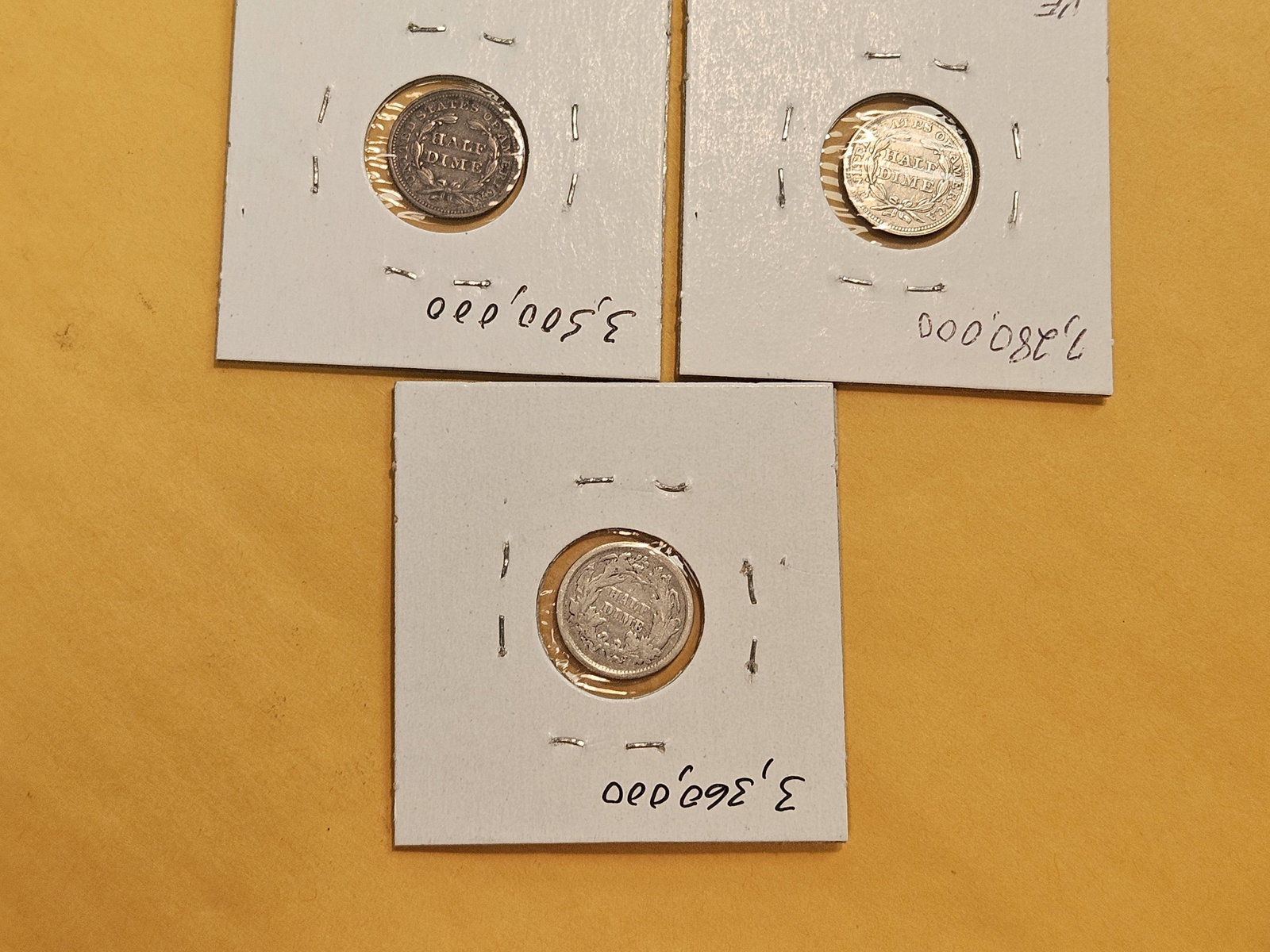 Three Seated Liberty silver Half-Dimes - 6