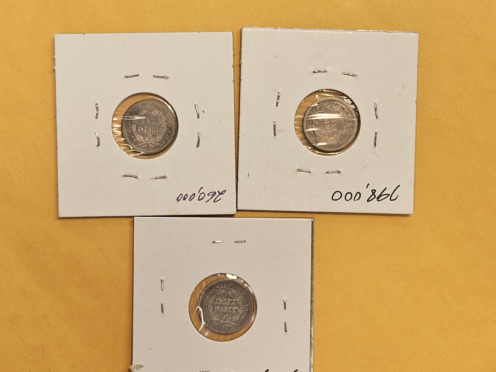Three Seated Liberty silver Half-Dimes - 5