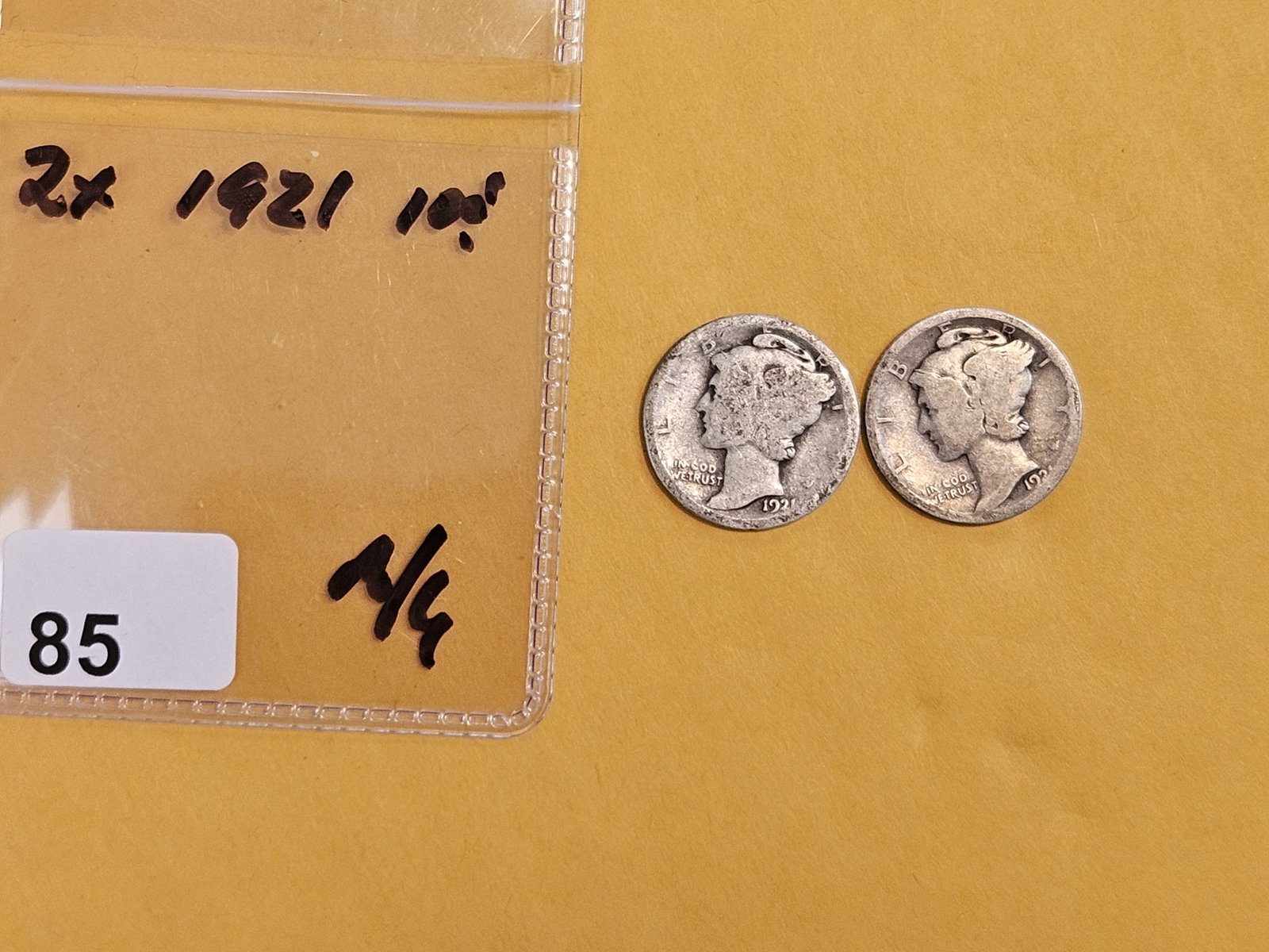 Two Key Date 1921 Mercury silver Dimes - 2