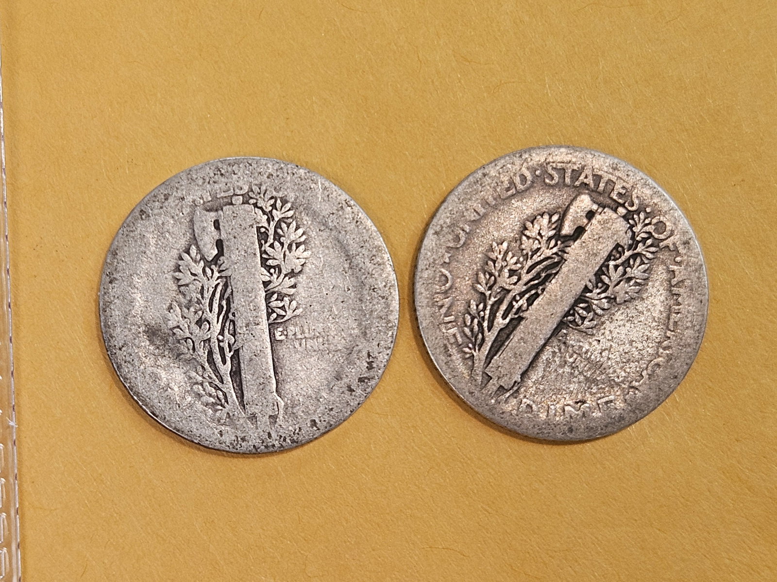 Two Key Date 1921 Mercury silver Dimes - 3