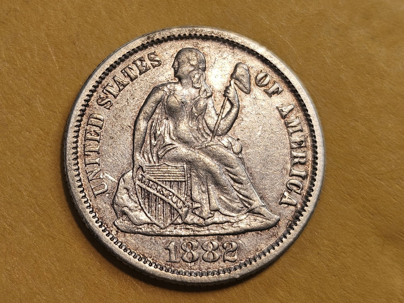 1882 Seated Liberty silver dime in Extra Fine: Sharp!