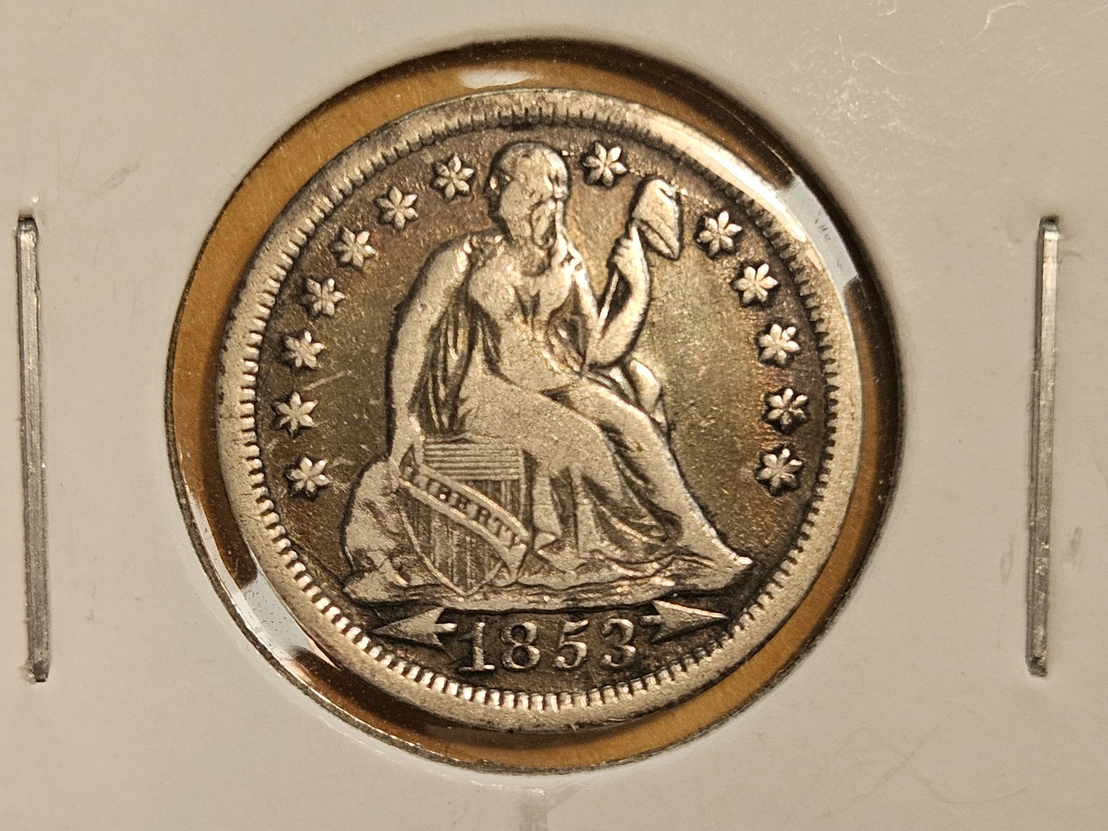 1853 with Arrows and 1877 Seated Liberty Silver Dimes - 2