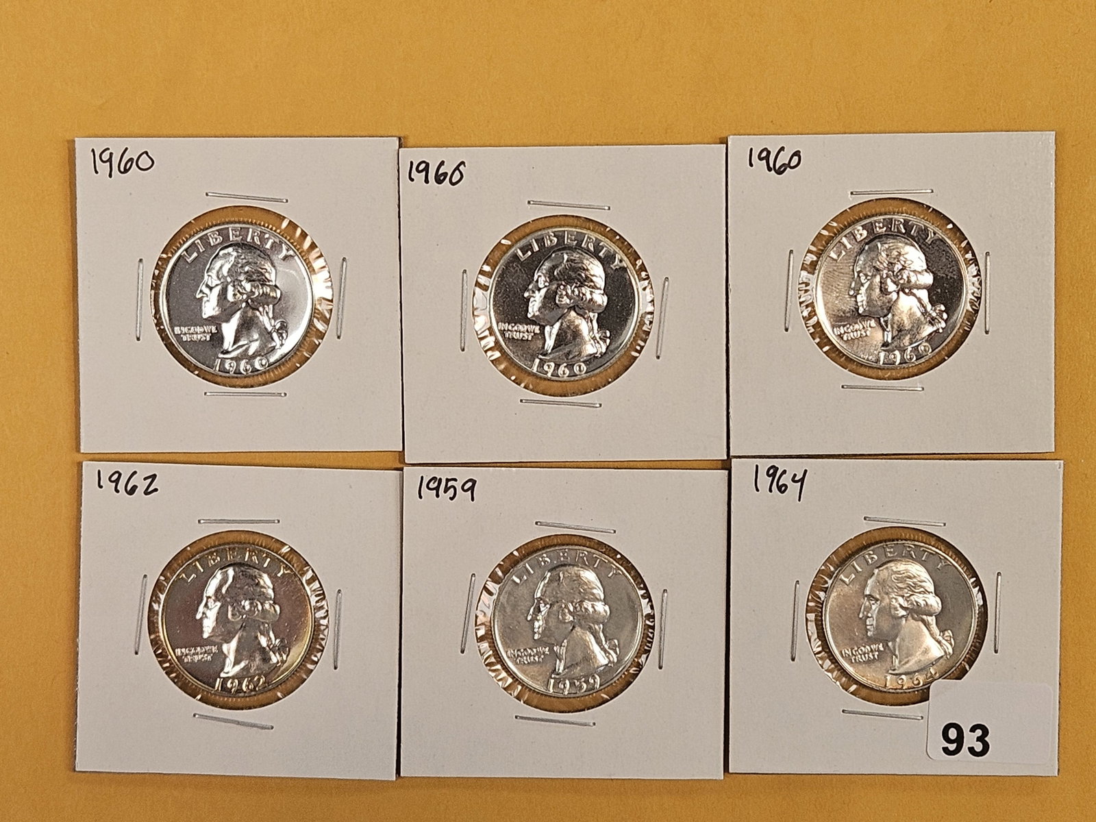 Six GEM Proof silver Washington Quarters (1 of 3)