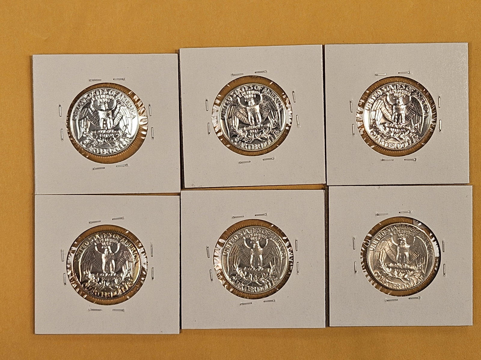 Six GEM Proof silver Washington Quarters - 3