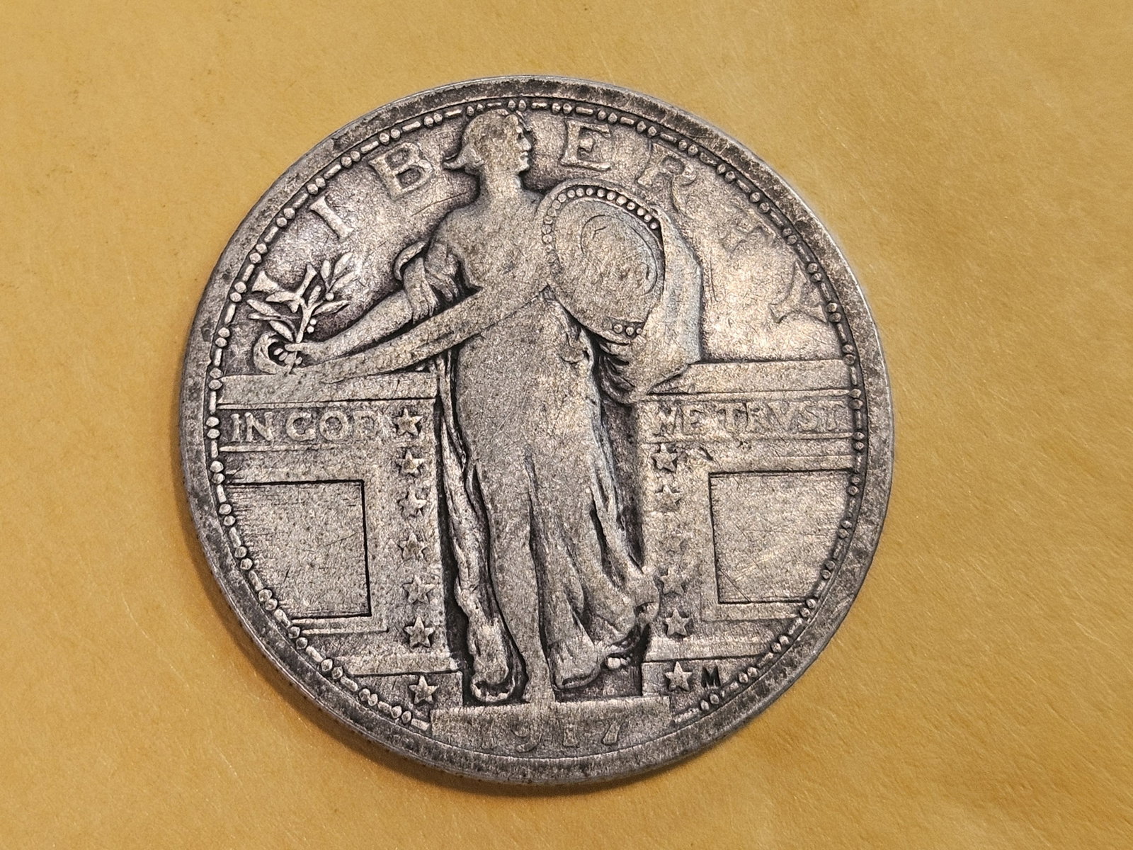 Better Date 1917 Standing Liberty Quarter in Very Fine: Type 1