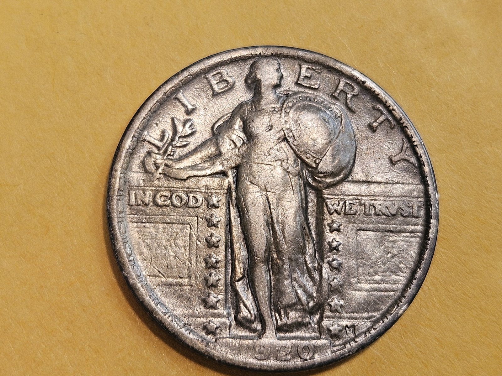 1920 Standing Liberty Quarter in Extra Fine: Darker patina