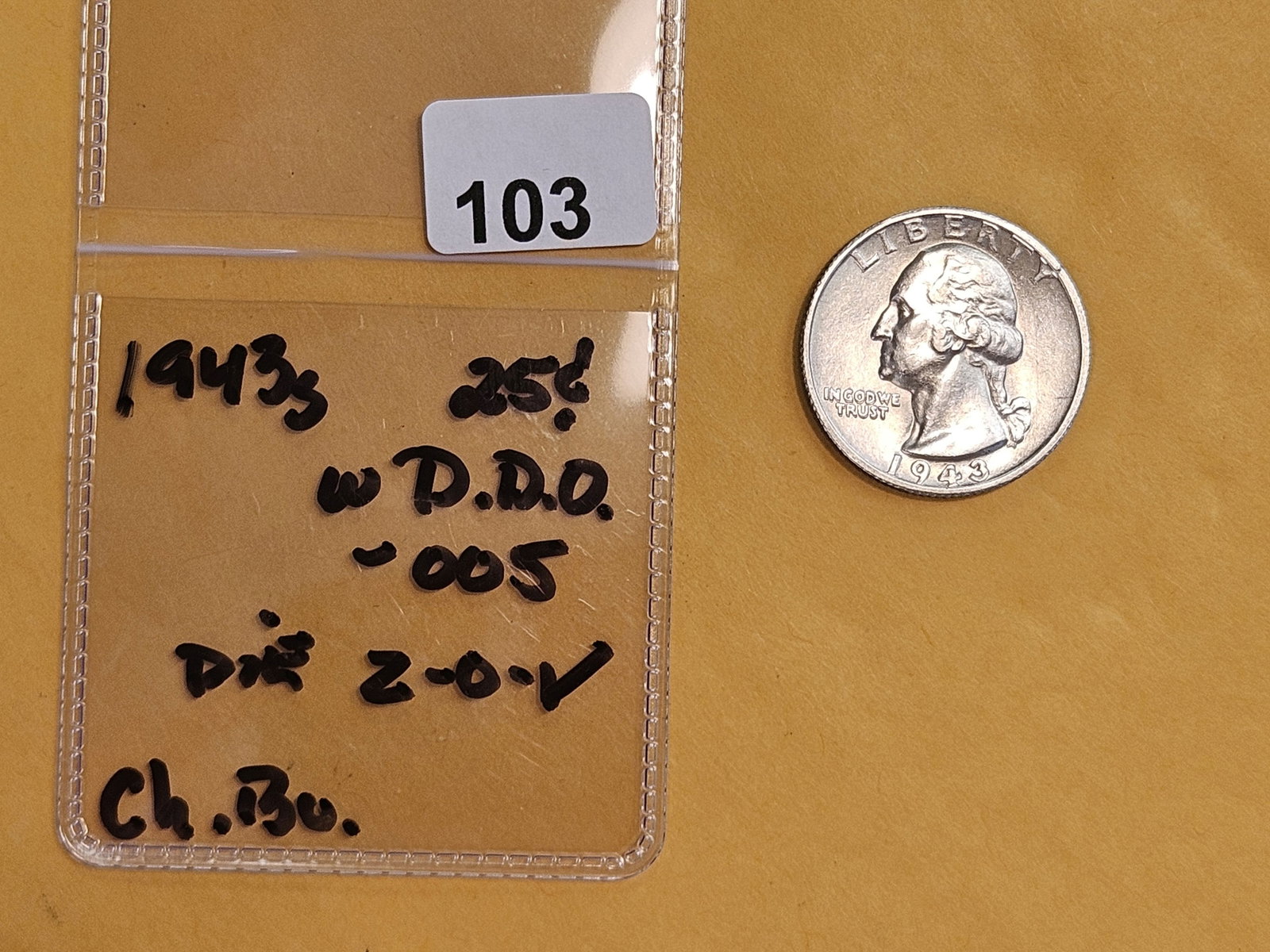 ** KEY VARIETY ** 1943-S DDO Washington Quarter in Choice Brilliant Uncirculated - 2