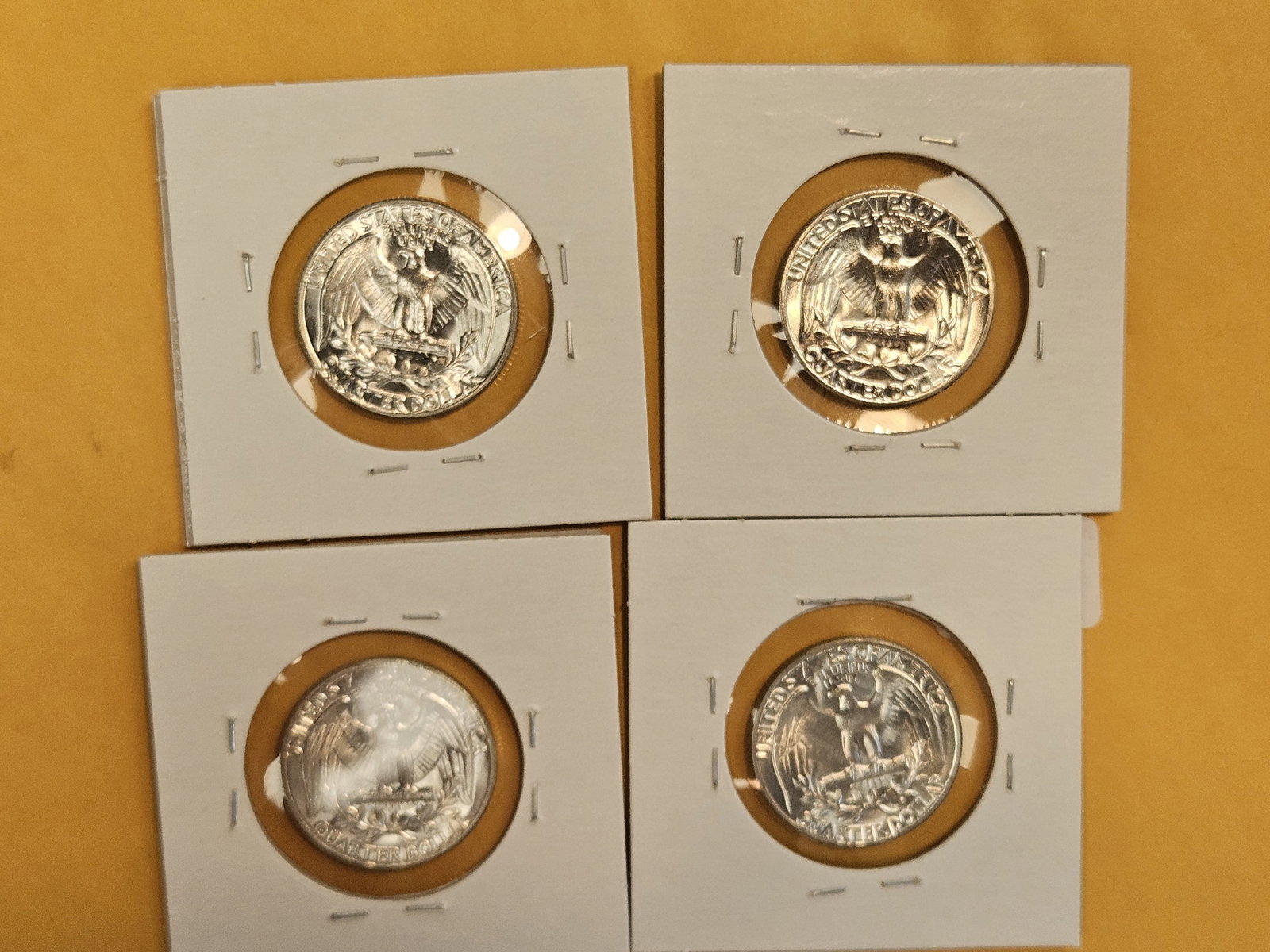 Four GEM Brilliant Uncirculated 1956 Washington silver Quarters - 4