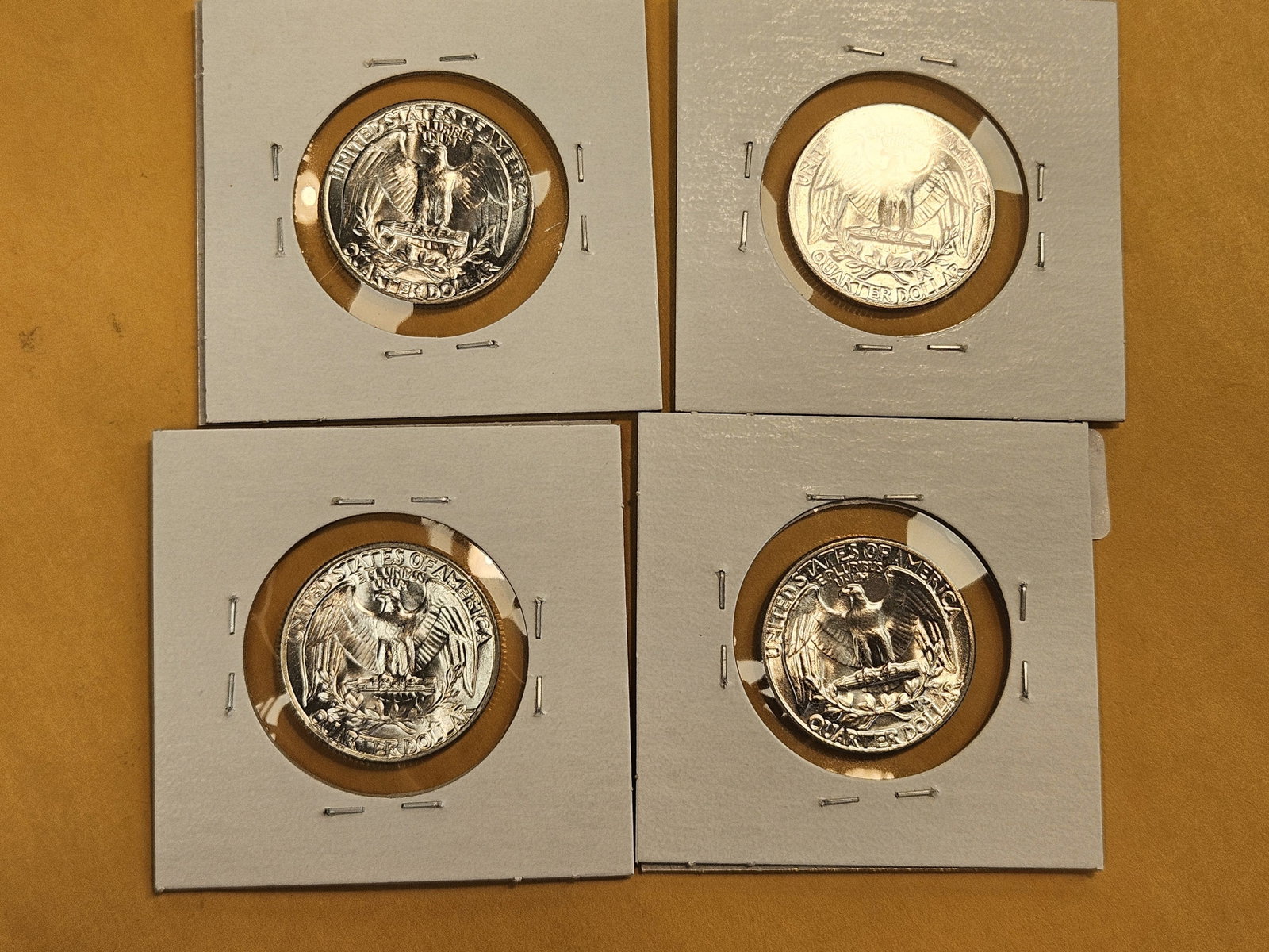 Four GEM Brilliant Uncirculated 1956 Washington silver Quarters - 5