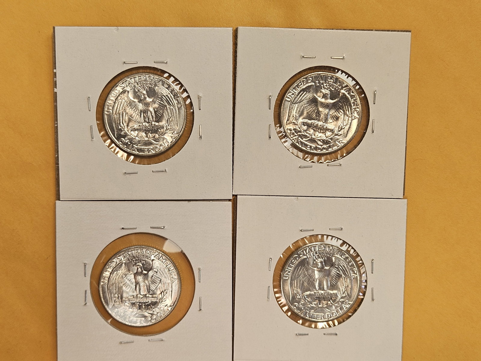 Four GEM Brilliant Uncirculated 1956 Washington silver Quarters - 4