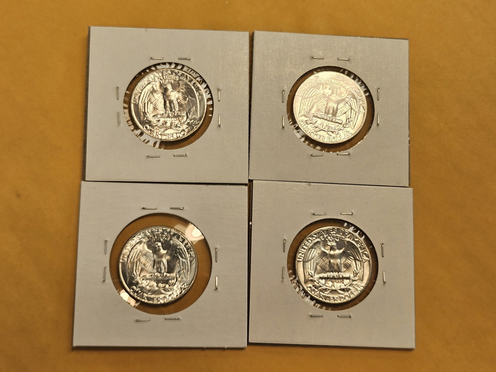 Four GEM Brilliant Uncirculated 1956 Washington silver Quarters - 5