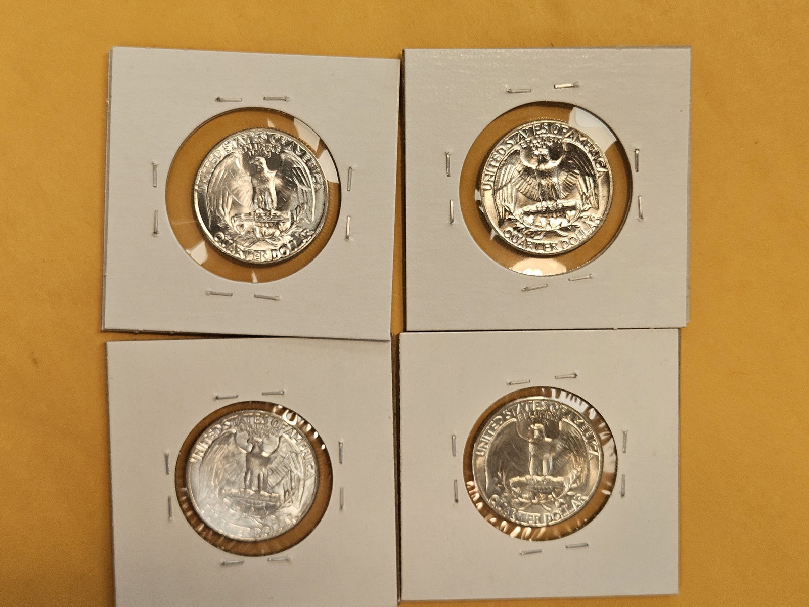 Four GEM Brilliant Uncirculated 1956 Washington silver Quarters - 3