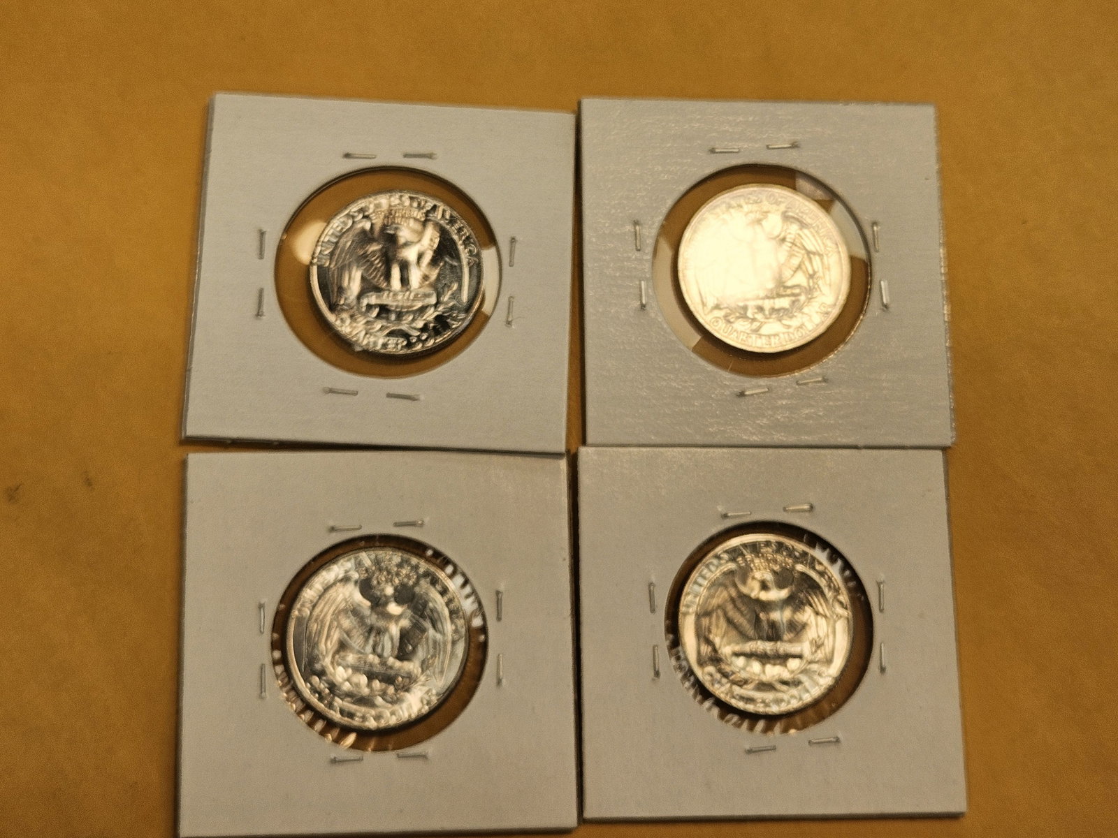 Four GEM Brilliant Uncirculated 1956 Washington silver Quarters - 4