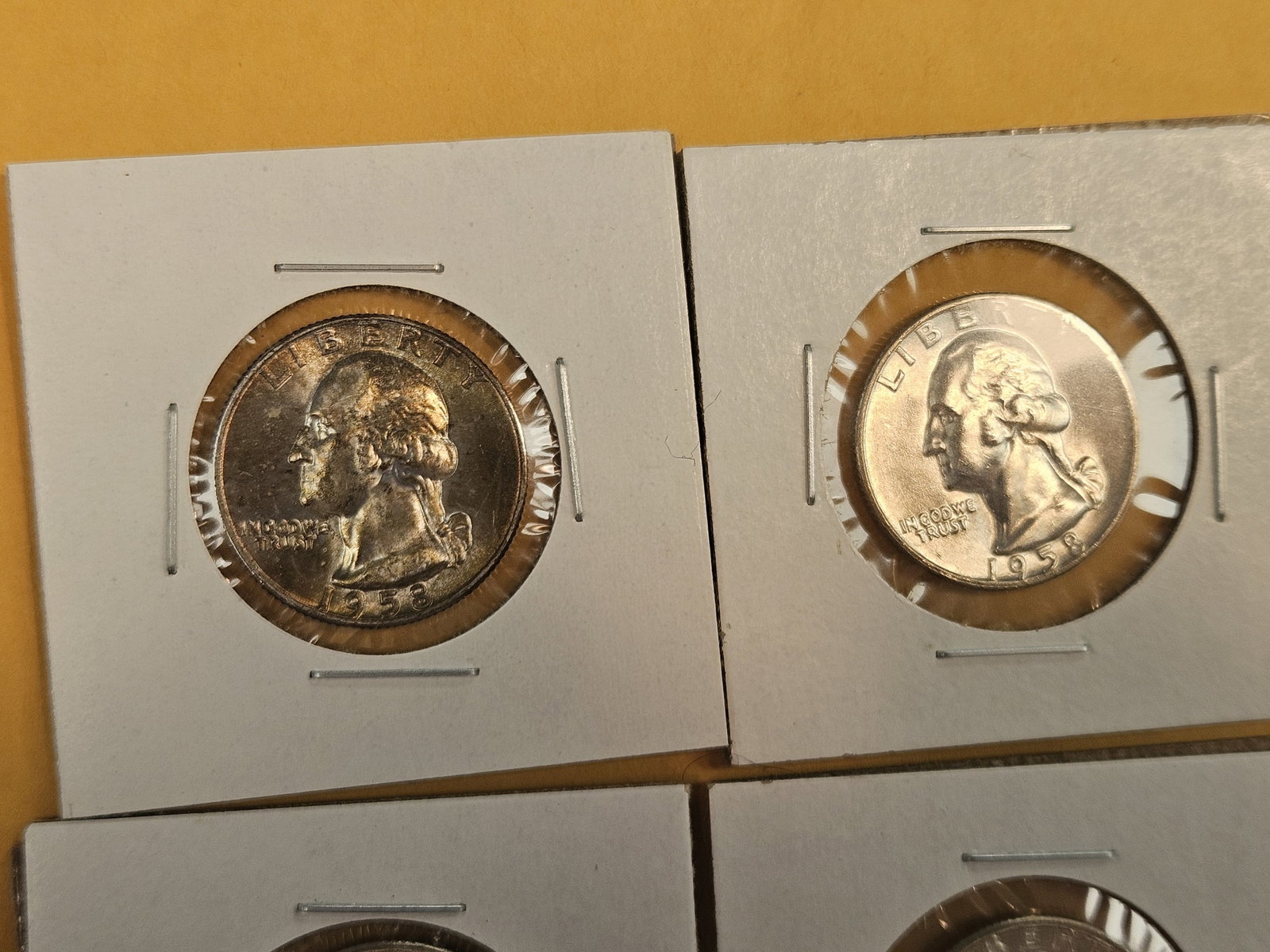 Six Very Choice to GEM Brilliant Uncirculated 1958-D Washington silver Quarters - 2