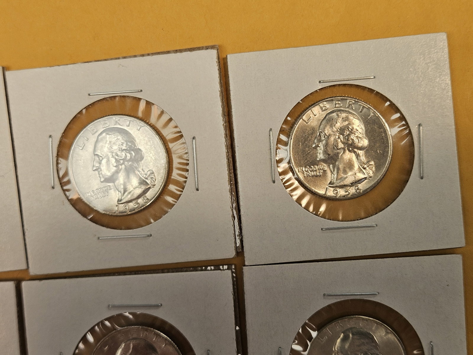 Six Very Choice to GEM Brilliant Uncirculated 1958-D Washington silver Quarters - 3