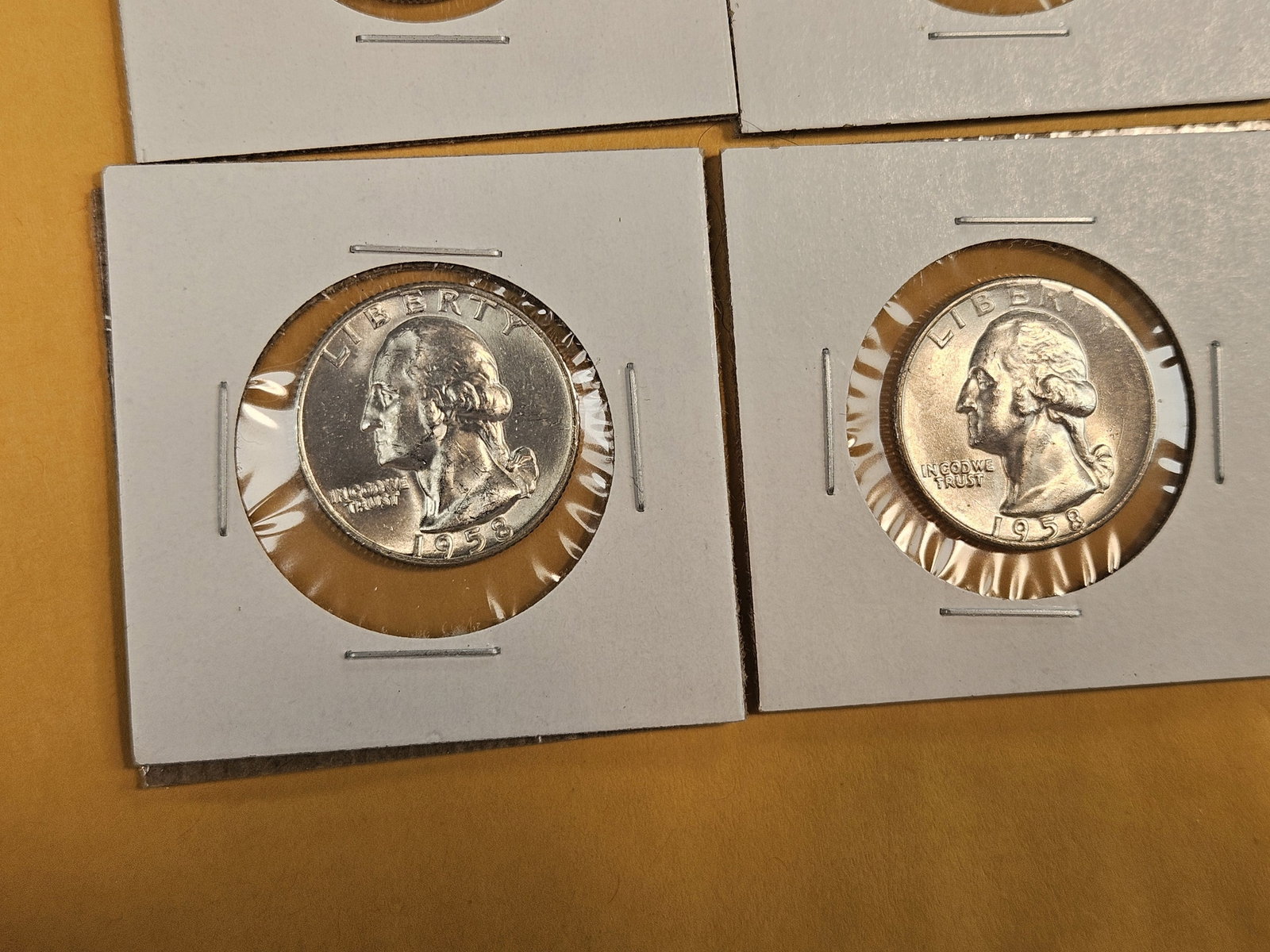 Six Very Choice to GEM Brilliant Uncirculated 1958-D Washington silver Quarters - 4
