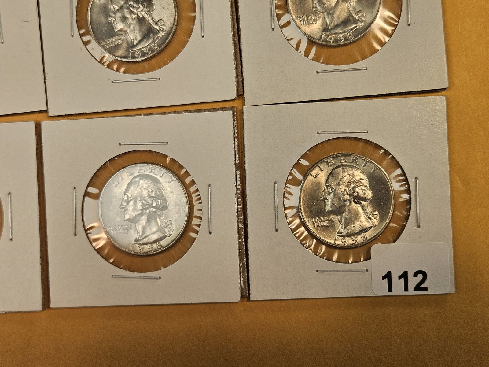 Six Very Choice to GEM Brilliant Uncirculated 1958-D Washington silver Quarters - 5